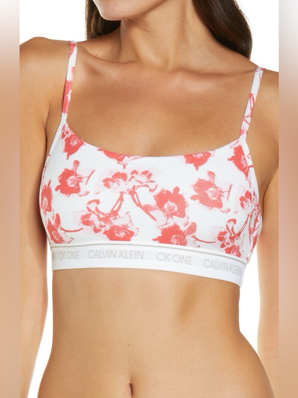 Calvin Klein Pink and White Logo Bralette Size Medium
